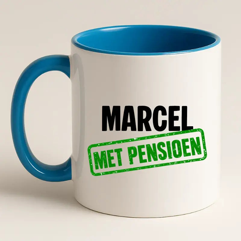 Met Pensioen Mok met Naam - Stempel