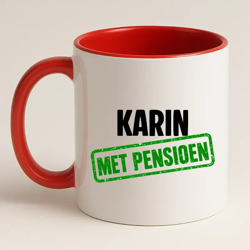Met Pensioen Mok met Naam - Stempel