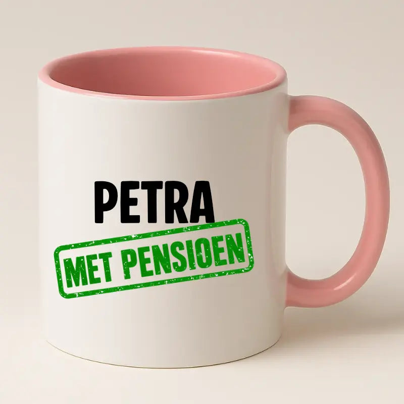 Met Pensioen Mok met Naam - Stempel