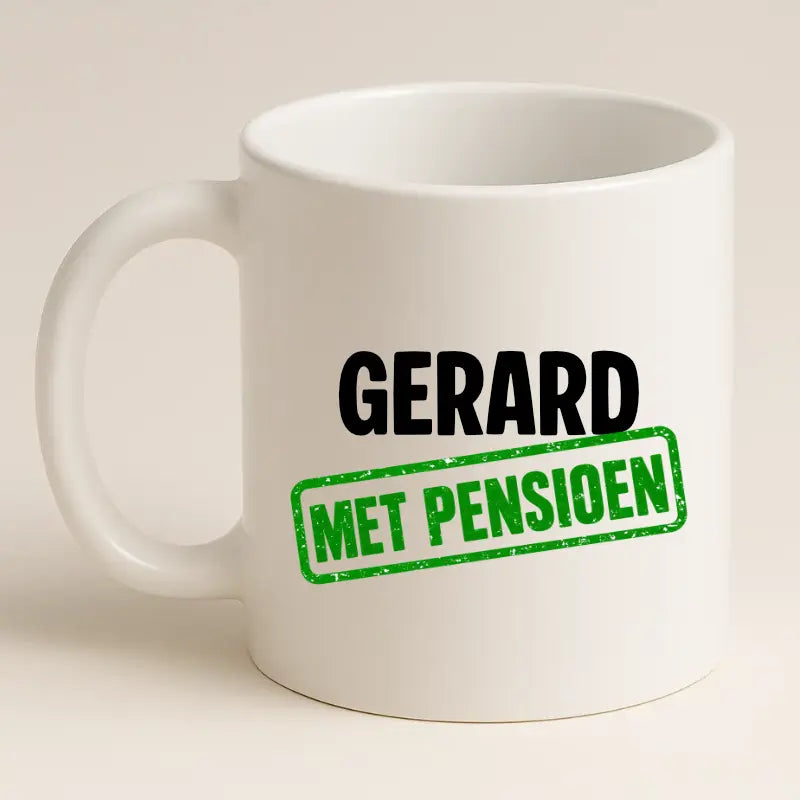 Met Pensioen Mok met Naam - Stempel