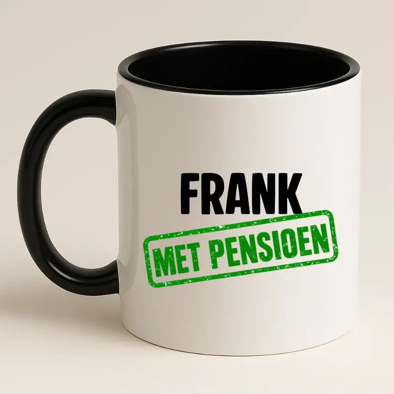 Met Pensioen Mok met Naam - Stempel