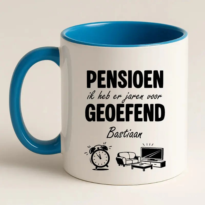 Pensioen, ik heb er jaren voor geoefend - Mok met Naam