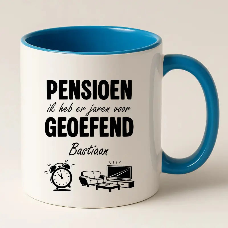 Pensioen, ik heb er jaren voor geoefend - Mok met Naam