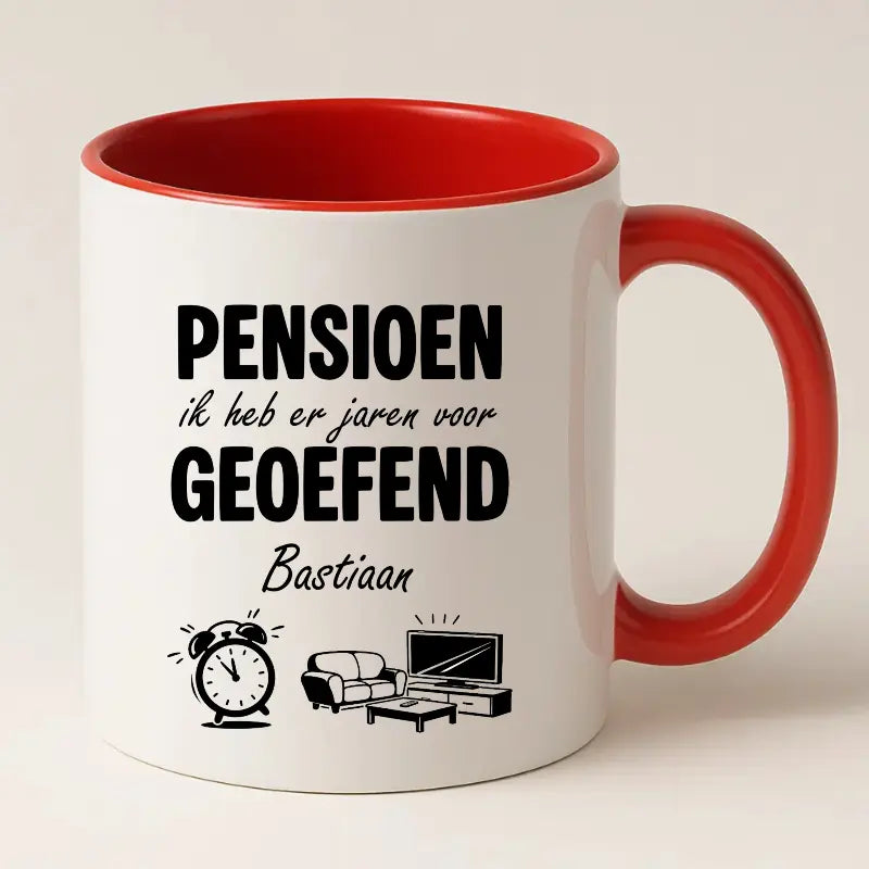Pensioen, ik heb er jaren voor geoefend - Mok met Naam