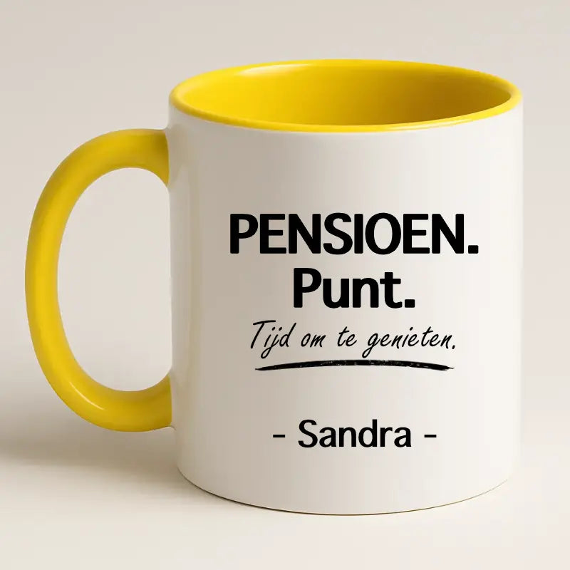 Pensioen. Punt. Tijd om te Genieten Mok met Naam