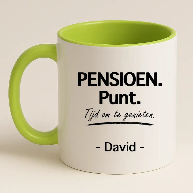 Pensioen. Punt. Tijd om te Genieten Mok met Naam