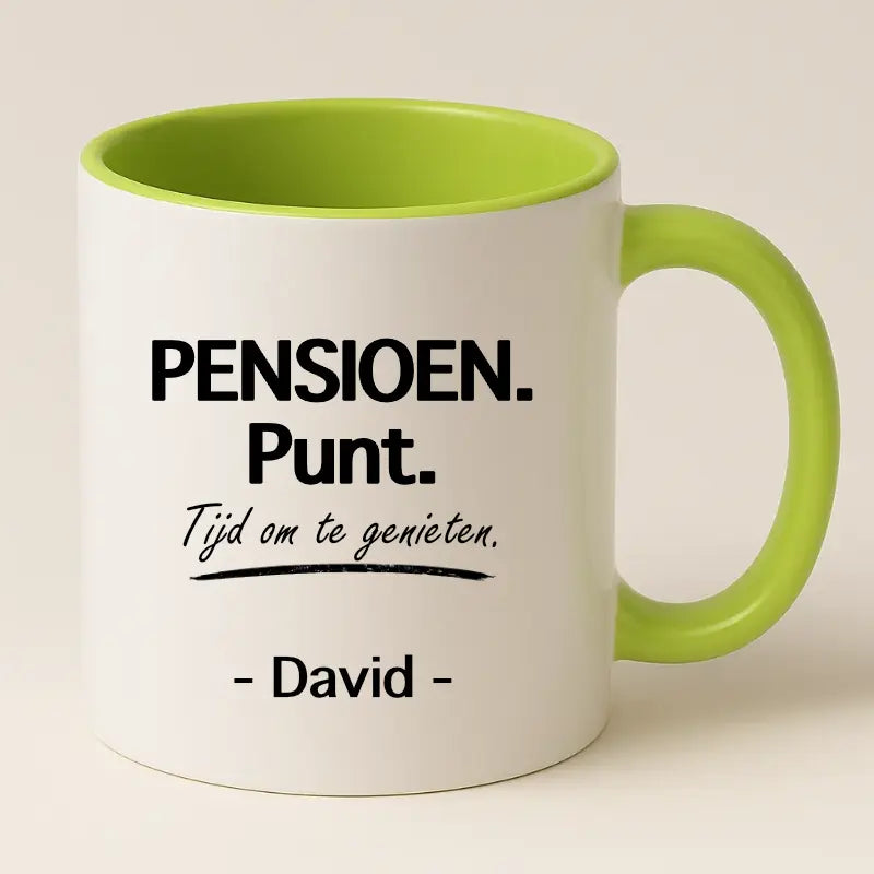 Pensioen. Punt. Tijd om te Genieten Mok met Naam