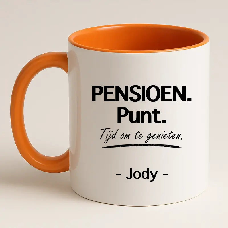 Pensioen. Punt. Tijd om te Genieten Mok met Naam