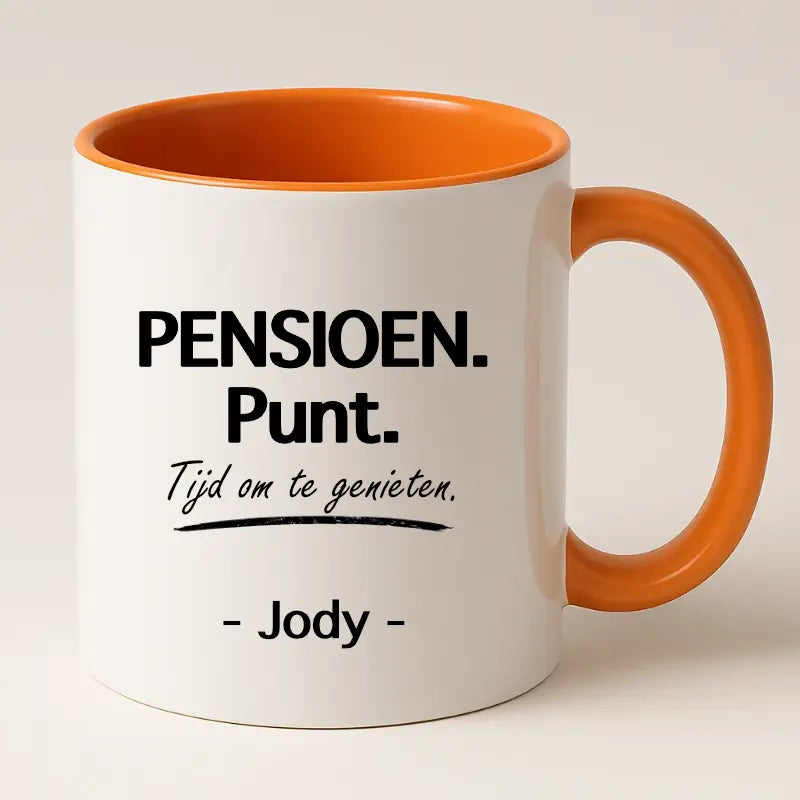 Pensioen. Punt. Tijd om te Genieten Mok met Naam