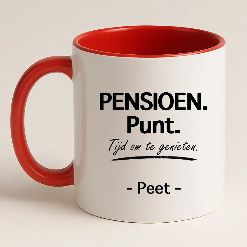 Pensioen. Punt. Tijd om te Genieten Mok met Naam