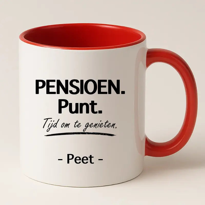 Pensioen. Punt. Tijd om te Genieten Mok met Naam