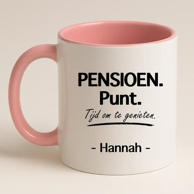Pensioen. Punt. Tijd om te Genieten Mok met Naam