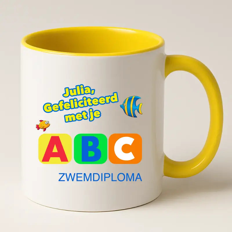 Zwemdiploma ABC Gehaald Mok met Naam