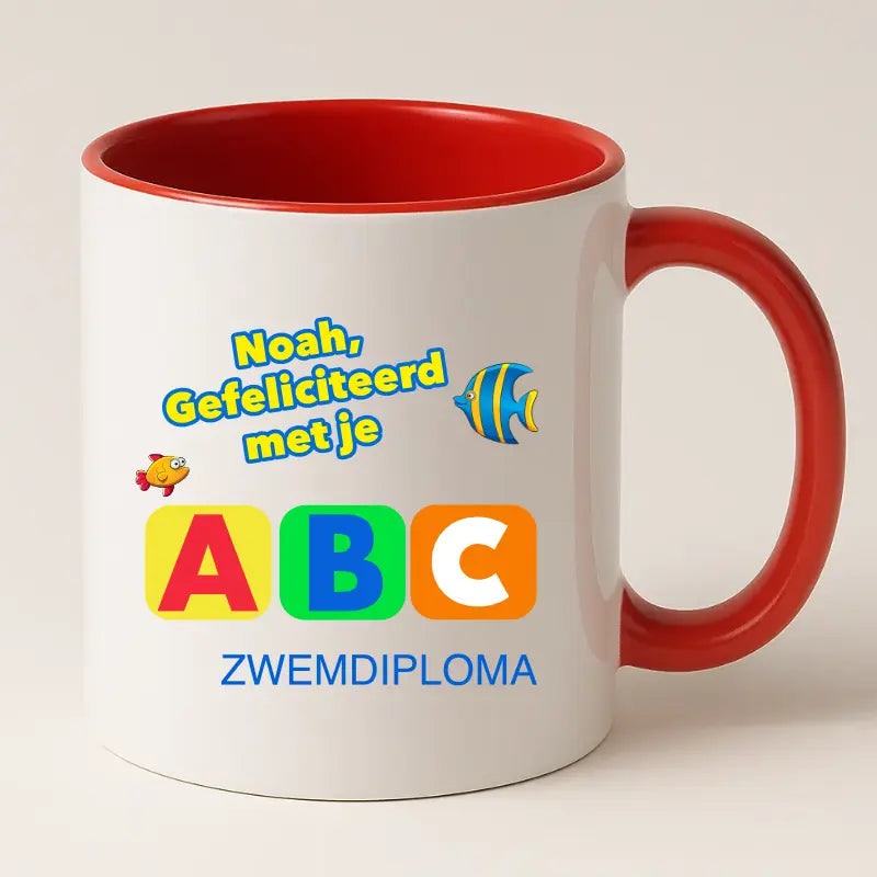 Zwemdiploma ABC Gehaald Mok met Naam