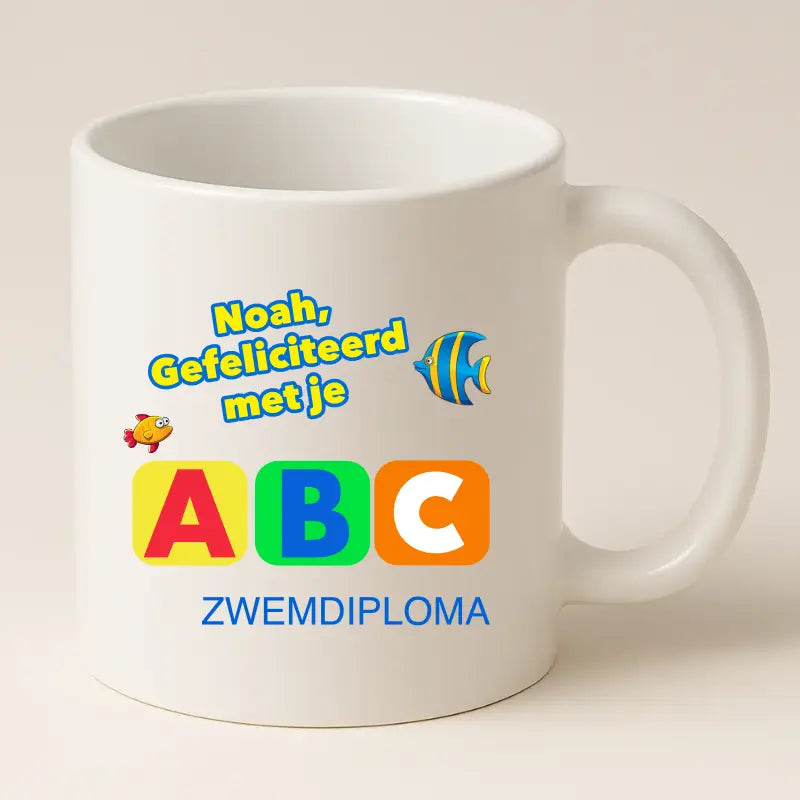 Zwemdiploma ABC Gehaald Mok met Naam