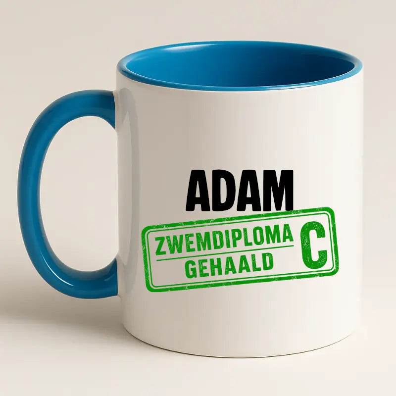 Zwemdiploma C Gehaald Mok met Naam - Stempel