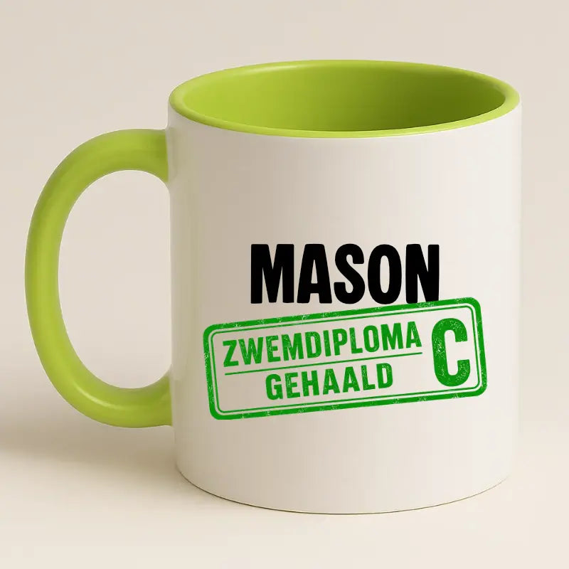 Zwemdiploma C Gehaald Mok met Naam - Stempel