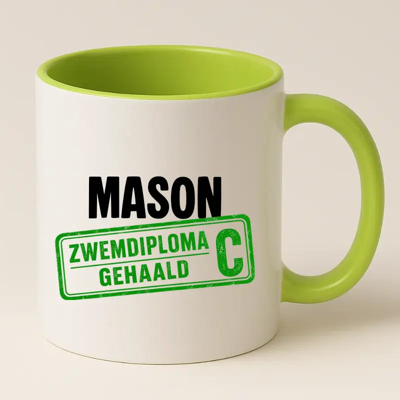 Zwemdiploma C Gehaald Mok met Naam - Stempel