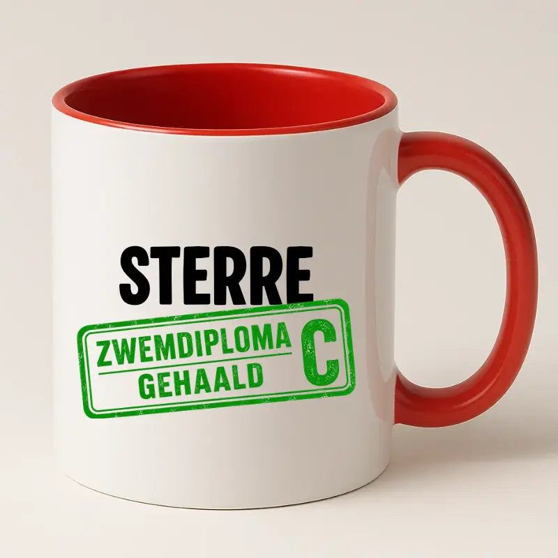 Zwemdiploma C Gehaald Mok met Naam - Stempel