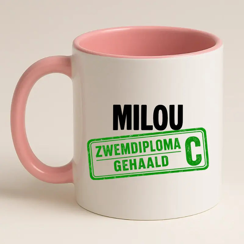 Zwemdiploma C Gehaald Mok met Naam - Stempel