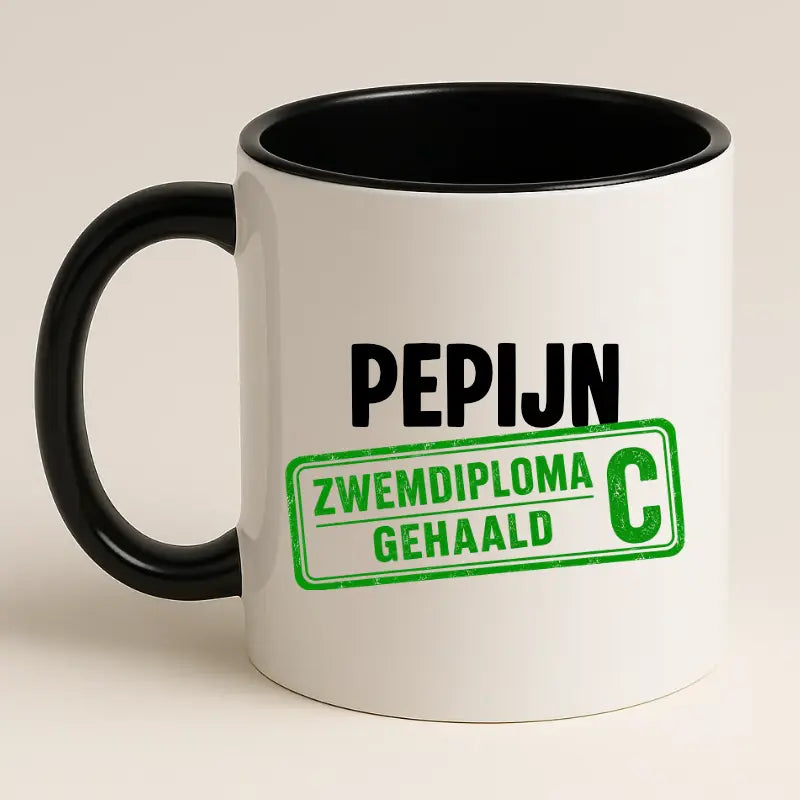 Zwemdiploma C Gehaald Mok met Naam - Stempel