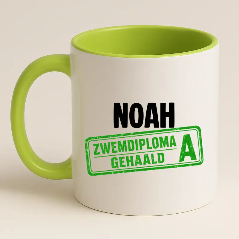 Zwemdiploma A Gehaald Mok met Naam - Stempel