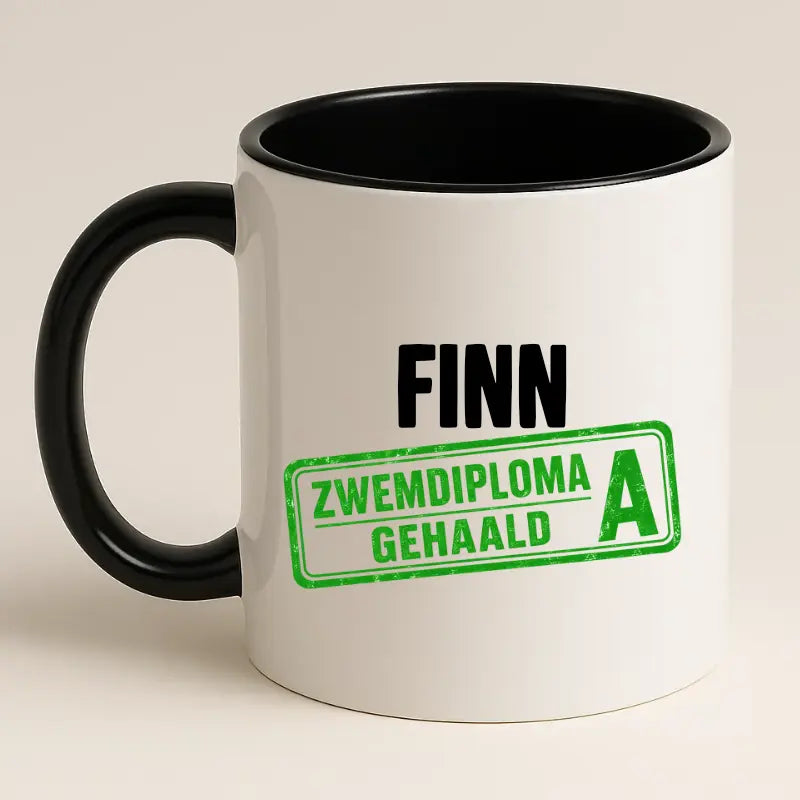 Zwemdiploma A Gehaald Mok met Naam - Stempel