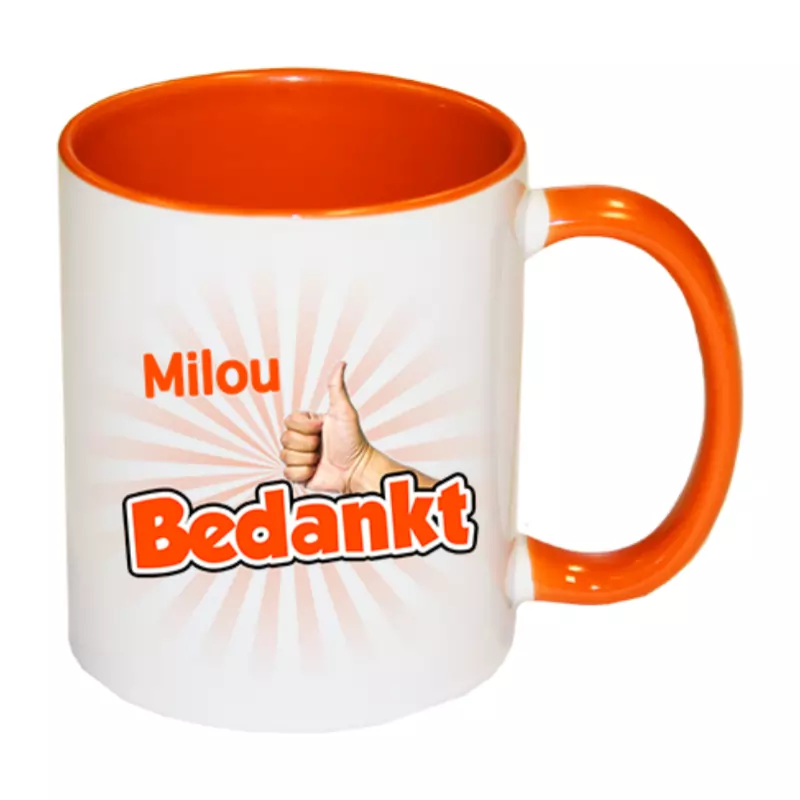 oranje bedankt mok met naam