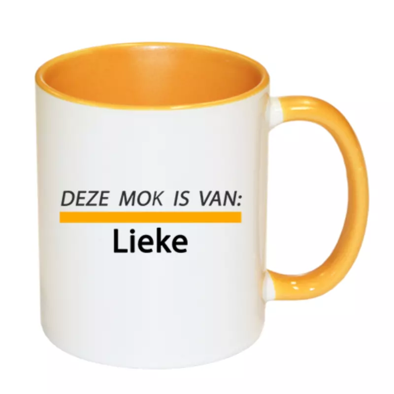 gele streep mok met naam