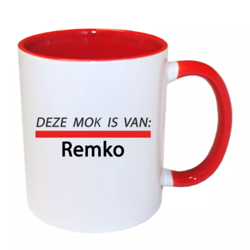 rode streep mok met naam