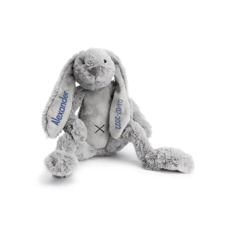 knuffel konijn met naam en datum geborduurd