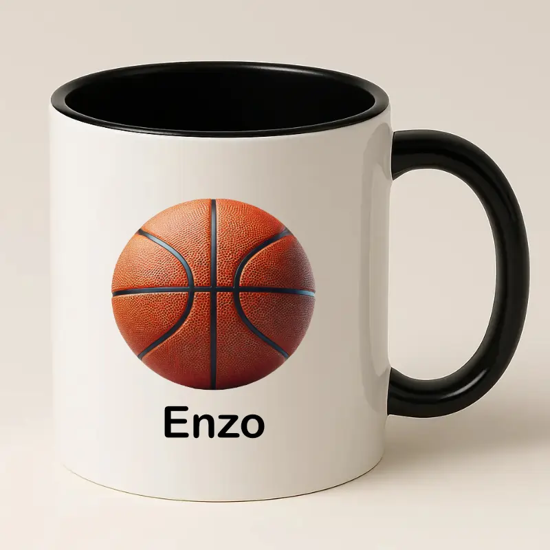 Zwarte Basketbal Mok met Naam