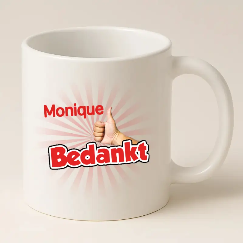 Witte Bedanktmok met naam