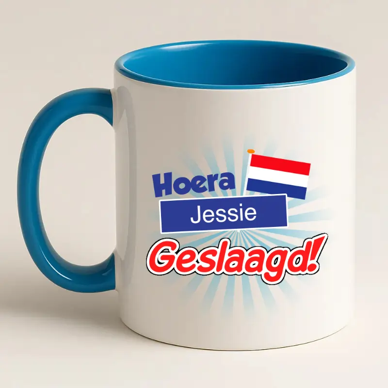 Geslaagd cadeau mok blauw