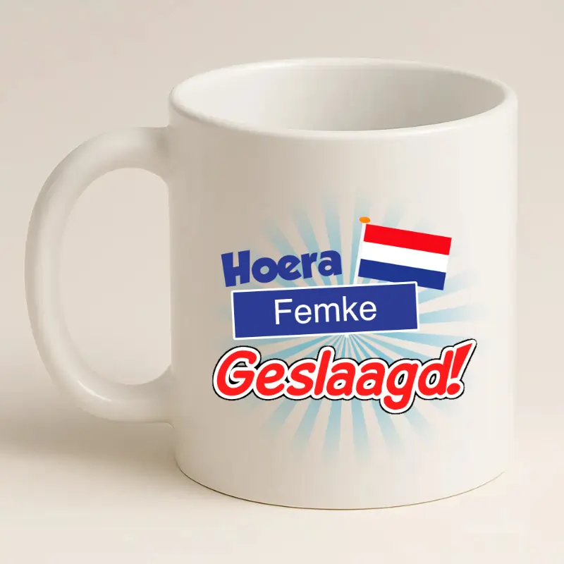 Geslaagd cadeau mok wit