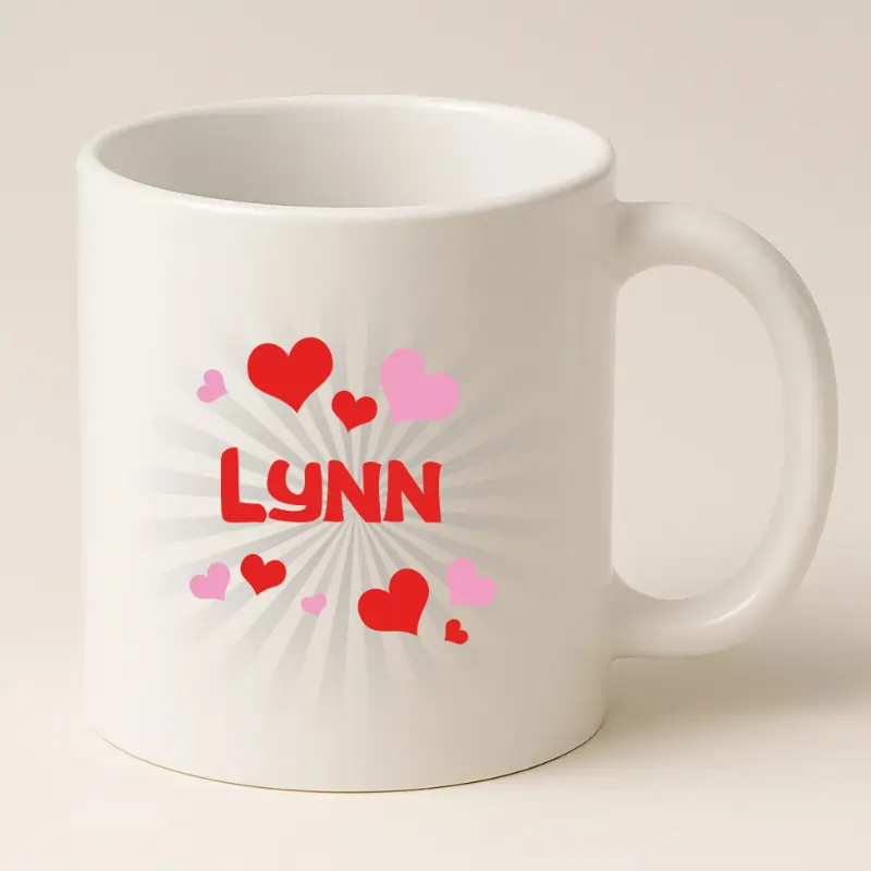 Hartjes mok met naam wit
