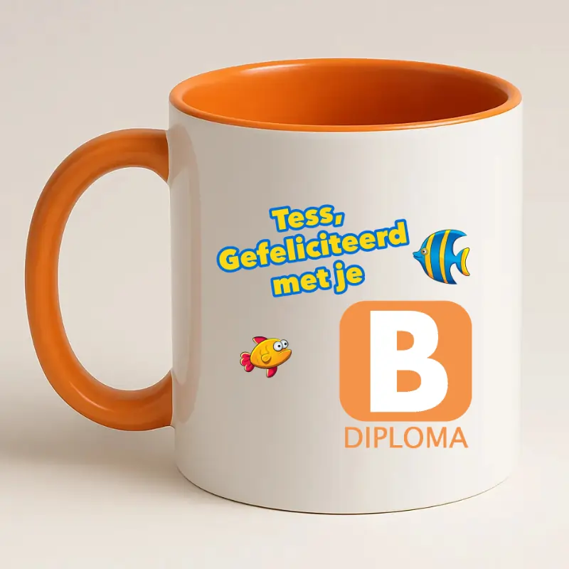 Zwemdiploma B Cadeau Mok Oranje