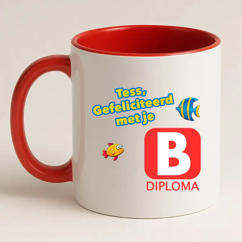 Zwemdiploma B Cadeau Mok Rood
