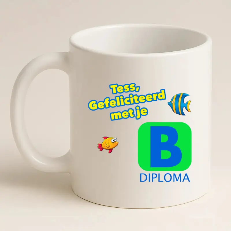 Zwemdiploma B Cadeau Mok Wit