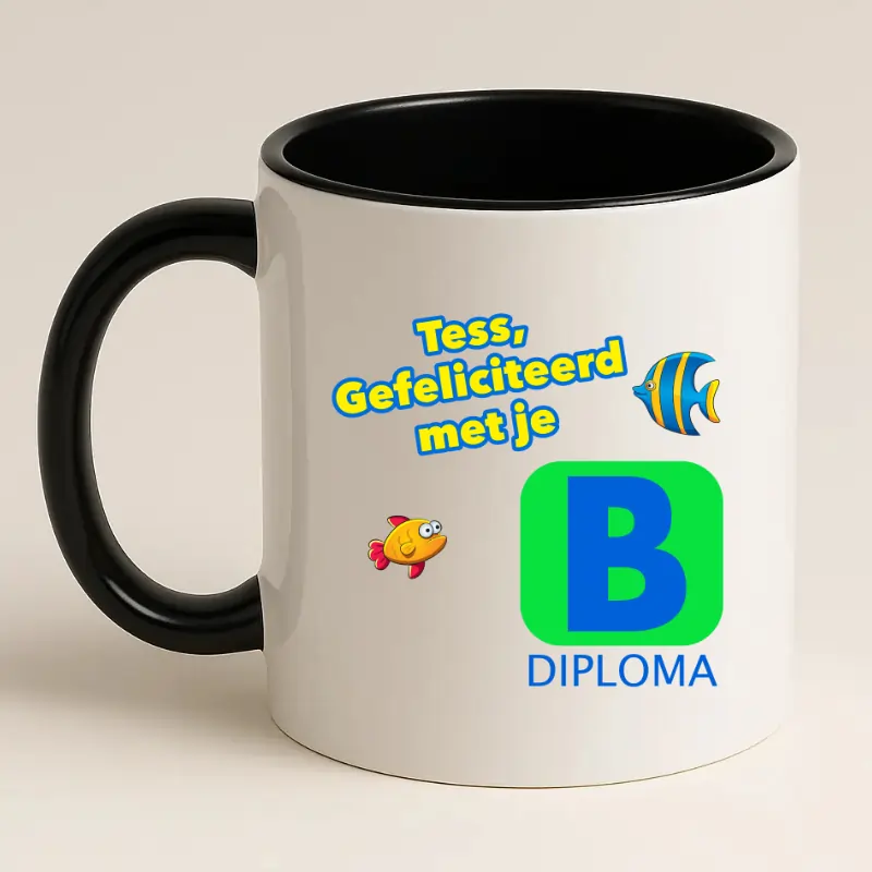 Zwemdiploma B Cadeau Mok Zwart