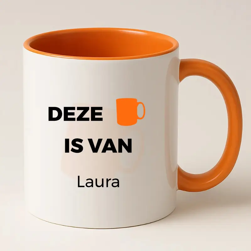 Oranje Deze mok is van .... - Dikke letters variant.