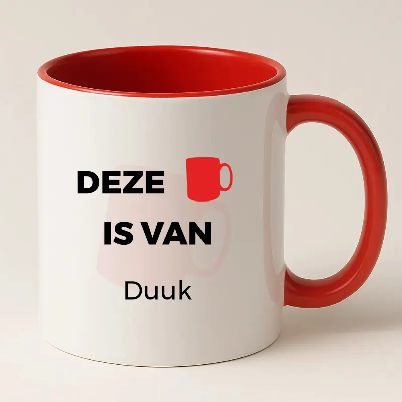 Rode Deze mok is van .... - Dikke letters variant.