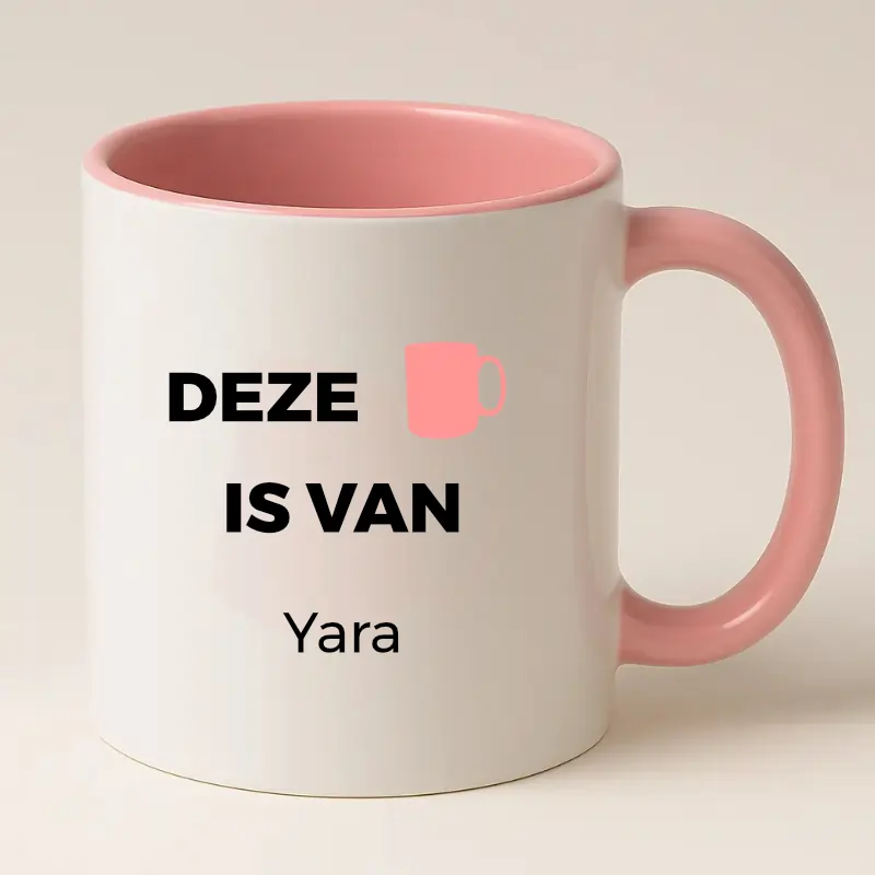 Roze Deze mok is van .... - Dikke letters variant.