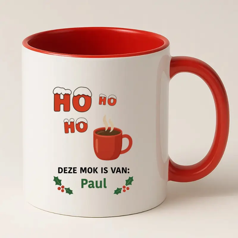 Ho ho ho deze mok is van ..... Rode mok met naam