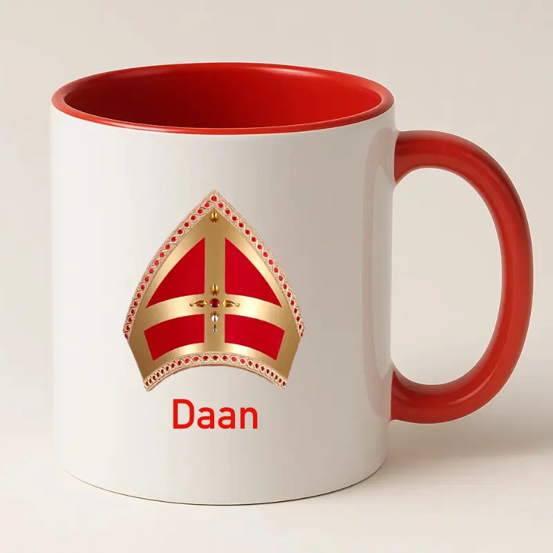 Rode Sinterklaas Mijter Mok met naam
