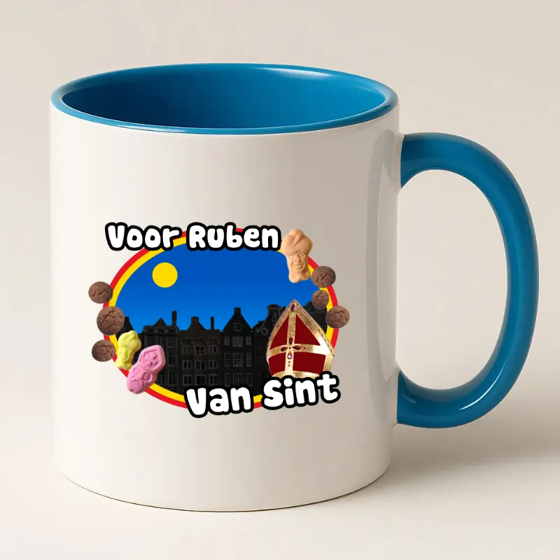 Blauwe Sinterklaas Mok met Naam