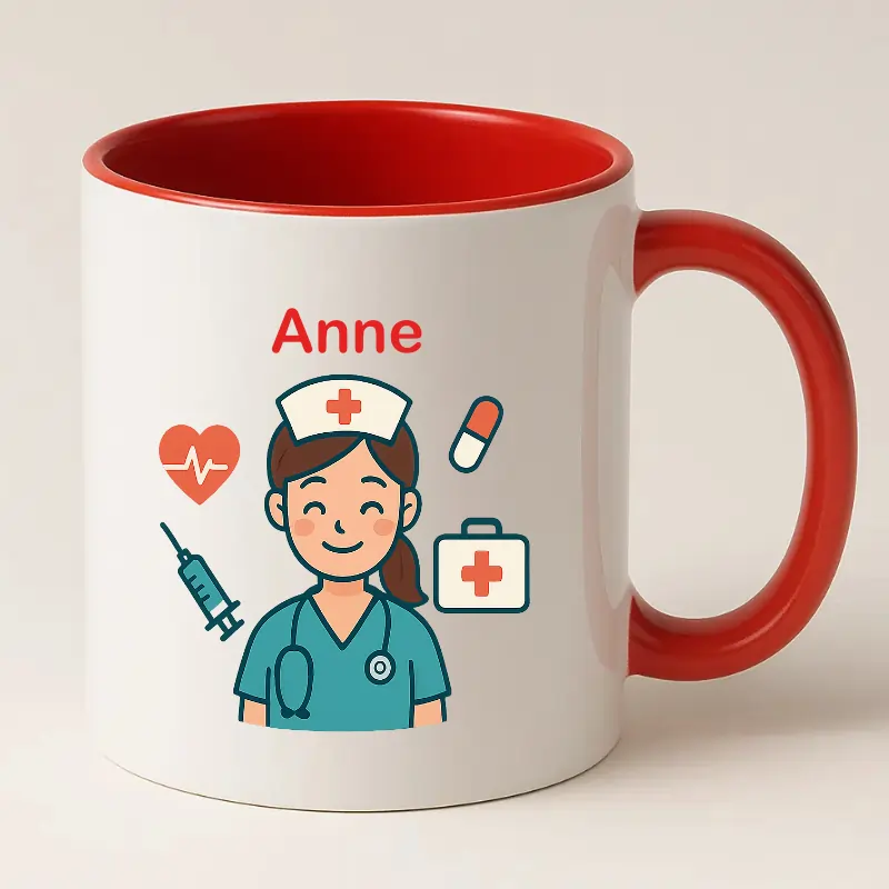 Rode Verpleegkundige mok met naam