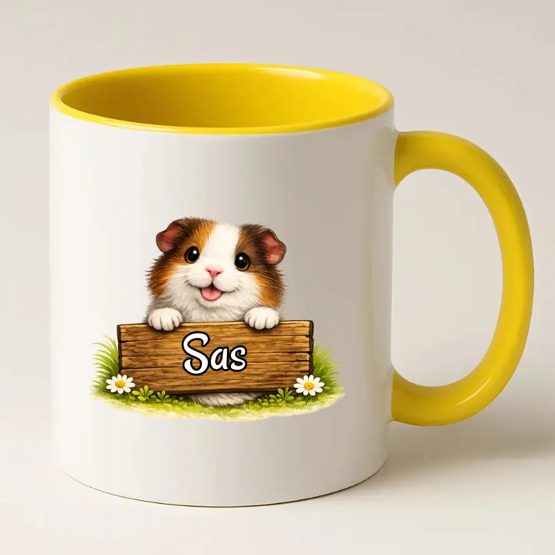 Cadeaumok voor Hamsterliefhebbers met naam (geel)