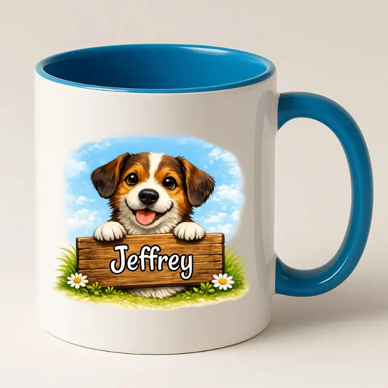 Cadeaumok voor hondenliefhebbers met naam (blauw)