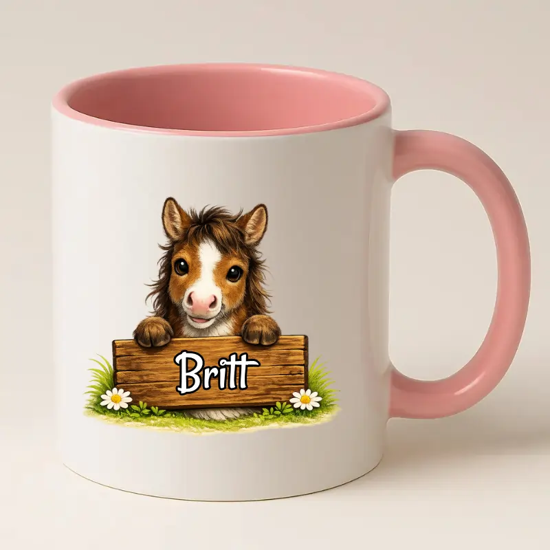 Cadeaumok voor paardenliefhebbers met naam (roze)